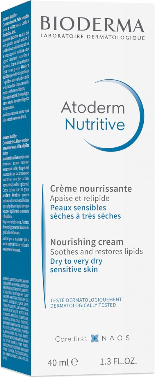 Bioderma Atoderm Nutritive Nourishing Cream for Dry to Very Dry Sensitive Skin, 40 ml