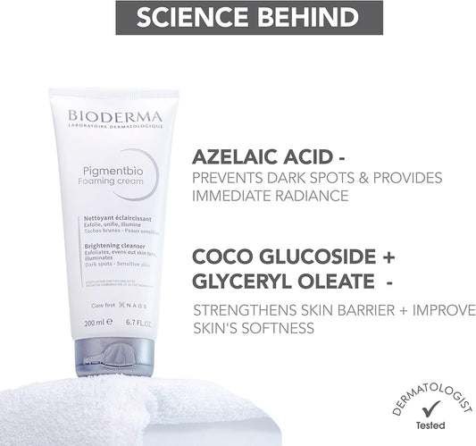 BioDerma Pigmentbio Foaming Cream Brightening Exfoliating Cleanser, 200 ml