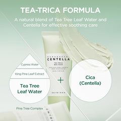 SKIN1004 Tea-Trica BHA Foam 4.22 fl.oz, 125ml, Makeup Remover, Korean Face Cleanser with Centella Asiatica & Tea Tree, Gentle Facial Foam Cleanser for Oil Control and Refreshing Skin, Korean Skin Care