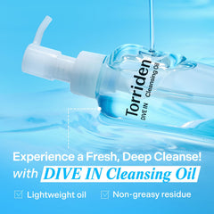 Torriden DIVE IN Cleansing Oil 200ml (6.76 fl.oz.) | Makeup Blackhead Remover | Hydrating Deep Facial Cleanser for All and Sensitive Skin | Hyaluronic Acid, Panthenol, Allantoin | Korean Skin Care