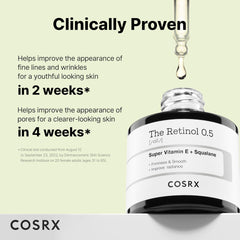 COSRX Retinol 0.5 Oil, Anti-aging Serum with 0.5% Retinoid Treatment for Face, Reduce Wrinkles, Fine Lines, Gentle Skincare for Day & Night, Not Tested on Animals, Korean Skin Care