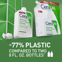 CeraVe Hydrating Cream To Foam Cleanser, Makeup Remover Face Wash For Dry Skin, Foaming Facial Cleanser With Hyaluronic Acid, Normal To Dry Skin, Fragrance Free & Non Comedogenic, 19 Fluid Ounce