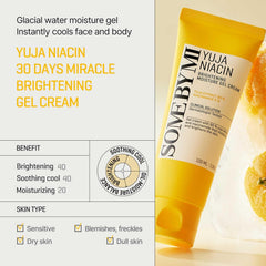 SOME BY MI - 2024 Yuja Niacin Brightening Moisture Gel Cream 100ml Made with 10 Vitamins for a Dull Look