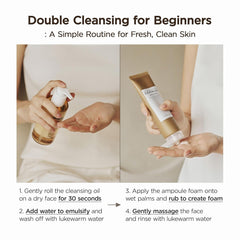 SKIN1004 Centella Double Cleansing Duo, Cleansing Oil 6.76 fl.oz & Ampoule Foam Cleanser 4.23 fl.oz, Korean Gentle Face Cleanser Gift Set, Makeup Remover with Madagascar Centella, Korean Skincare