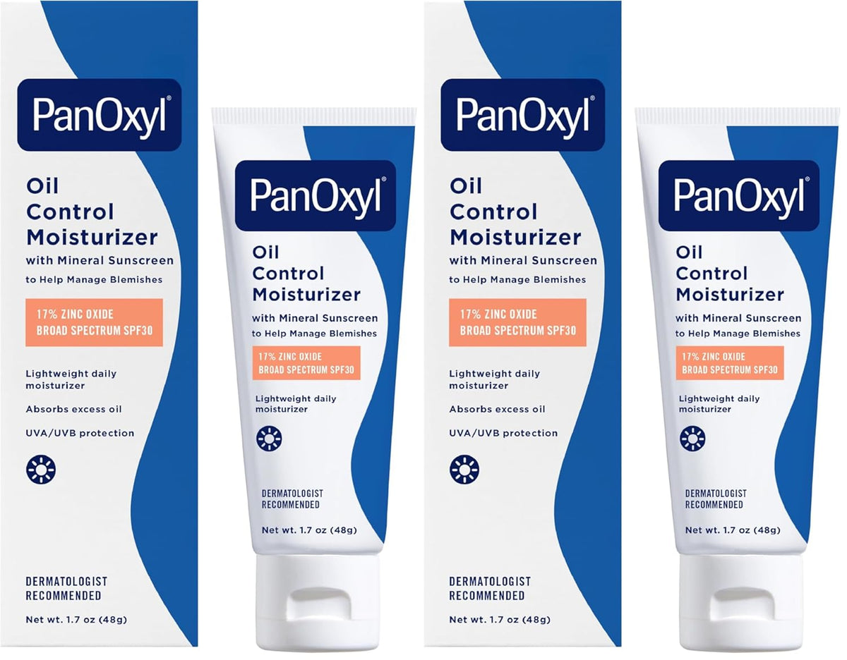 PanOxyl AM Oil Control Moisturizer, NEW Sheer Formula, Absorbs Excess Oil and Reduces Shine, with Mineral Sunscreen for Acne Prone and Oily Skin - SPF 30-1.7 oz