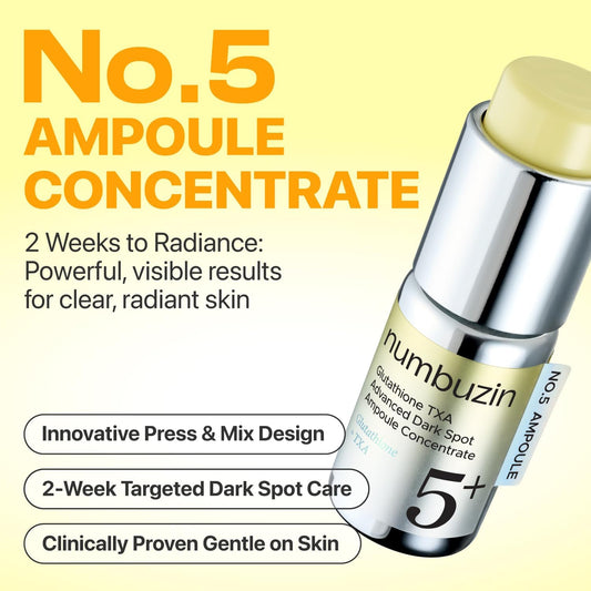 numbuzin No.5 Serum | Glutathione TXA Advanced Dark Spot Ampoule Concentrate | Tranexamic Acid, Niacinamide | Hyperpigmentation| Suitable for Sensitive Skin, Korean Skincare | 10.7g