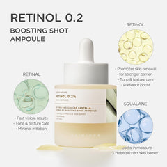 SKIN1004 Retinol 0.2% Boosting Shot Ampoule 1.01fl.oz, 30ml, Hydrating Face Serum, Concentrated Korean Facial Spicule Serum, Retinol & Retinal, Madagascar Centella Asiatica Extract, Korean Skin Care