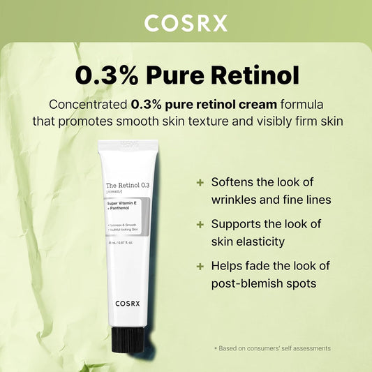 COSRX Retinol 0.3% Cream, 0.67 Oz, Anti-aging Eye & Neck Cream with Retinoid Treatment to Firm Skin, Reduce Wrinkles, Fine Lines, Signs of Aging, Gentle Daily Korean Skin Care