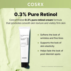 COSRX Retinol 0.3% Cream, 0.67 Oz, Anti-aging Eye & Neck Cream with Retinoid Treatment to Firm Skin, Reduce Wrinkles, Fine Lines, Signs of Aging, Gentle Daily Korean Skin Care