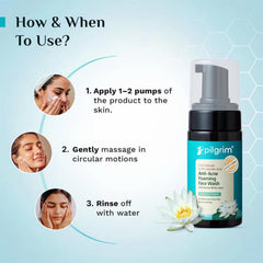 Pilgrim Korean 1.5% Salicylic(Bha) & 2% Glycolic Acid(Aha) Foaming Face Wash For Oily & Acne-Prone Skin | Glycolic & Salicylic Acid Face Wash | Men & Women | Korean Skin Care Products | 120 Ml