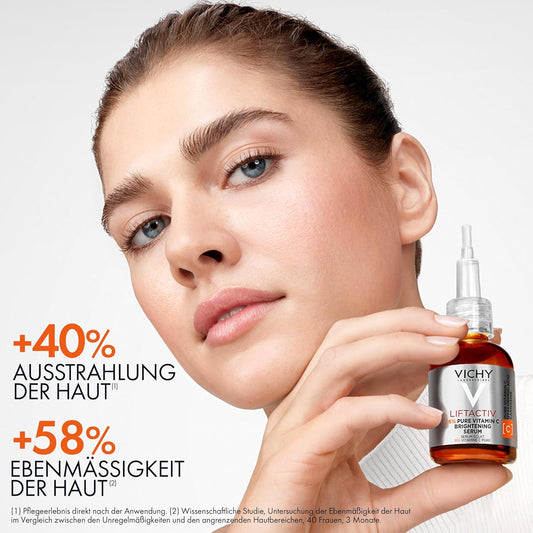 Vichy LiftActiv Vitamin C Serum For Face, Brightening Serum With Pure Vitamin C + Hyaluronic Acid + Vitamin E, Reduces Fine Lines, Smooths Skin Texture, Improves Radiance, Anti Aging