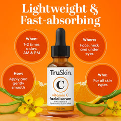 TruSkin Naturals Vitamin C Serum for Face, Topical Facial Serum with Hyaluronic Acid & Vitamin E, 1 oz.