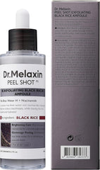 Dr.Melaxin Peel Shot Glow Black Rice Peeling Ampoule, Soft Exfoliating Face and Body Scrub Dead Skin Cells, Blackheads Remover for All Skin Types, 80ml