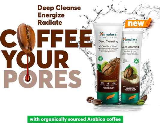 Himalaya Deep Cleansing Coffee Face Scrub with Coffee and Cinnamon for Gently Exfoliated and Purified Skin with Radiant, Oil-Free Glow, 75 ml