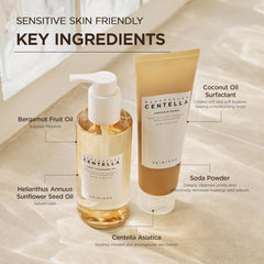 SKIN1004 Centella Double Cleansing Duo, Cleansing Oil 6.76 fl.oz & Ampoule Foam Cleanser 4.23 fl.oz, Korean Gentle Face Cleanser Gift Set, Makeup Remover with Madagascar Centella, Korean Skincare