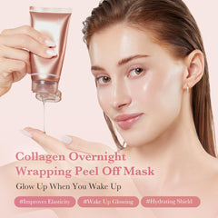 medicube Wrapping Mask PDRN Caffeine Overnight Peel Off Facial Mask | Firming, Depuffing & Hydration | Caffeine, Collagen For Refined, Glass Skin & Face Contour Support | Korean Skin Care, 2.53 fl.oz