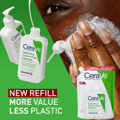 CeraVe Hydrating Cream To Foam Cleanser, Makeup Remover Face Wash For Dry Skin, Foaming Facial Cleanser With Hyaluronic Acid, Normal To Dry Skin, Fragrance Free & Non Comedogenic, 19 Fluid Ounce