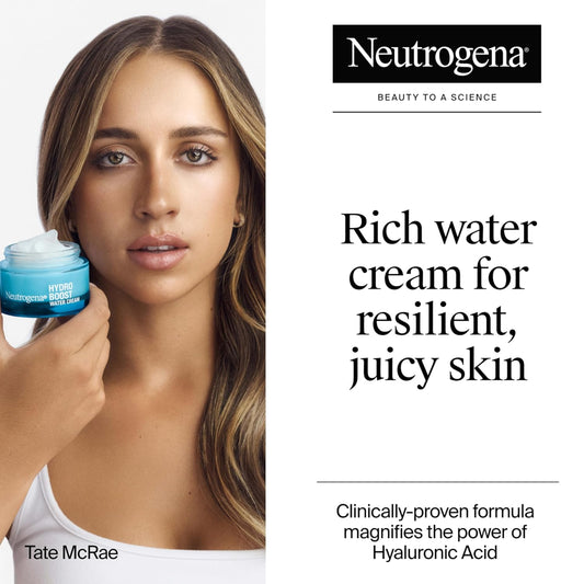 Neutrogena Hydro Boost Water Cream, 72 Hr Hydration for Normal/Extra Dry Skin, Fragrance Free, Face Moisturizer with Hyaluronic Acid, 1.7 oz. & Trial Size Hydro Boost Hydrating Gel Cleanser, 0.5 fl oz