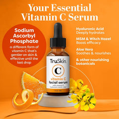TruSkin Naturals Vitamin C Serum for Face, Topical Facial Serum with Hyaluronic Acid & Vitamin E, 1 oz.
