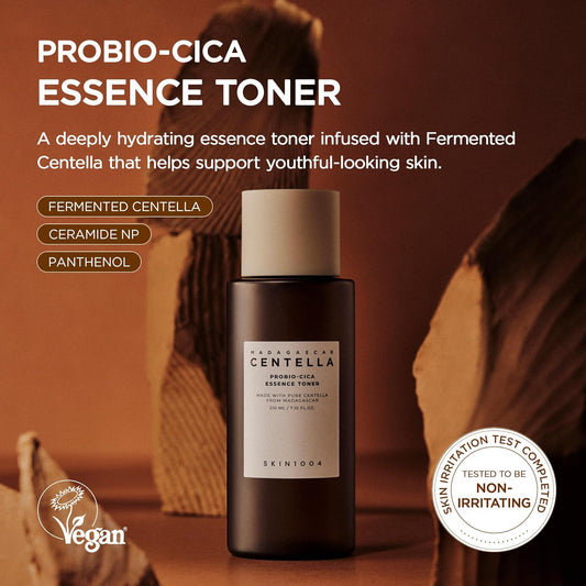 SKIN1004 Probio-CICA Essence Toner 7.10 fl.oz, 210ml, Korean Hydrating Face Toner with Fermented Centella Asiatica & 5 Types of Hyaluronic Acid, Soothing Facial Toner Essence, Daily Korean Skin Care
