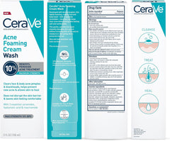 CeraVe Foaming Acne Face and Body Wash with Benzoyl Peroxide, Hyaluronic Acid, and Niacinamide - 5oz