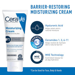 CeraVe Moisturizing Cream & Hydrating Facial Cleanser Skin Care Set, Combo Pack For Dry Skin Relief, Travel Essentials, 1oz Cleanser + 16oz Cream With Pump