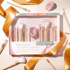 EcoTools Limited Edition Wrapped In Glow Makeup Brush & Sponge Kit, Makeup Blender & Face Brushes, Seamless Application and Buildable Coverage