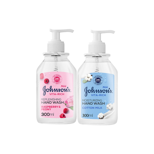 Johnson's Hand Wash Vita-Rich Cotton Milk + Vita-Rich Replenishing Hand Wash (300ml x2)