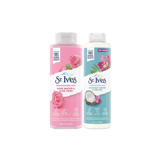 St. Ives Body Wash Rose Water & Aloe Vera 650ml + Coconut Water & Orchid Hydrating Body Wash 473ml