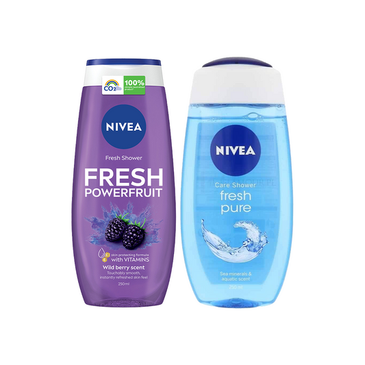 Nivea Fresh Pure Sea Minerals Shower Gel 250ml + Nivea Fresh Powerfruit Refreshing Shower Gel 250ml